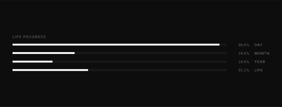 Life progress detail inside Personal Dashboard